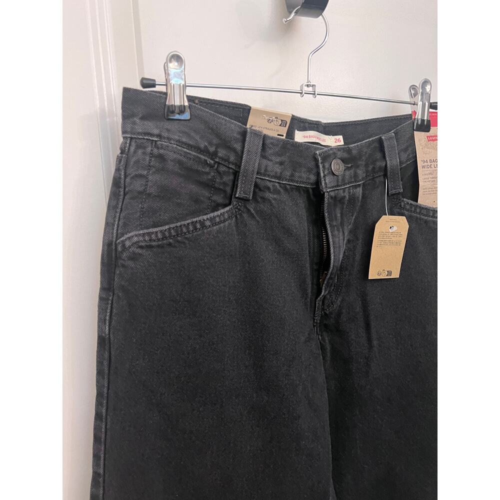 Levi's 94 Baggy Wide Leg Jeans mid-rise 26 Black 90s grunge Streetwear Skater - Picture 6 of 9